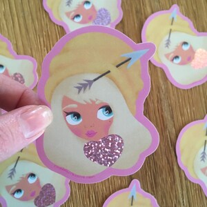 Valentines Blonde Blythe doll vinyl glitter sticker