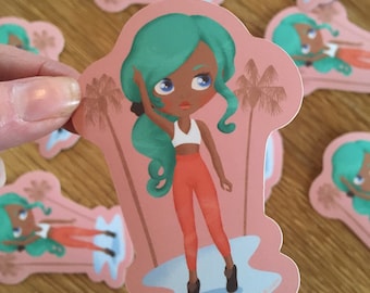 Cactus Desert Blythe Doll Vinyl Holographic Sticker Cactus Desert Blythe Doll Vinyl Holographic Sticker
