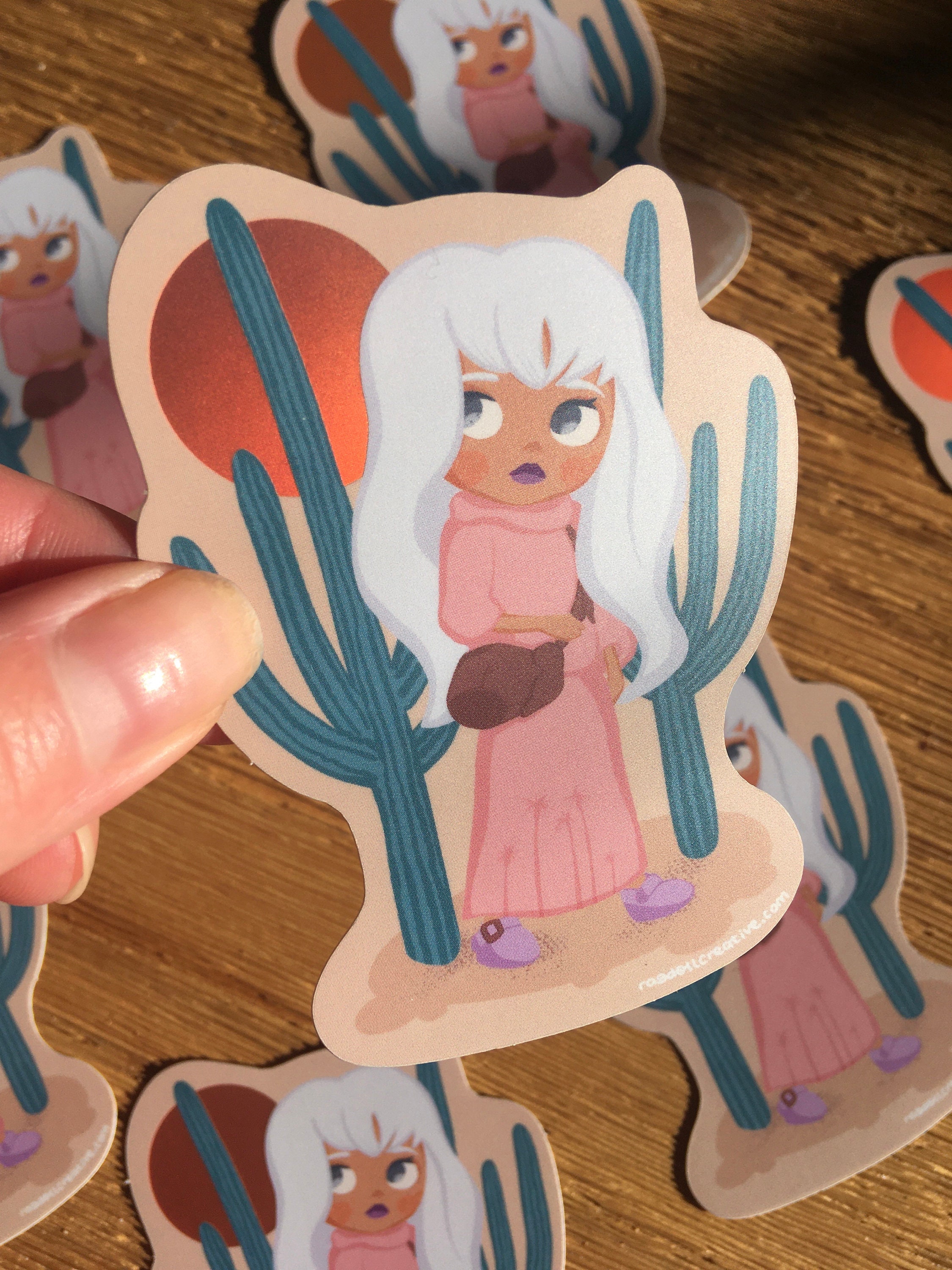 Cactus Desert Blythe Doll Vinyl Holographic Sticker Cactus Desert Blythe Doll Vinyl Holographic Sticker