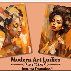 Stylish and Bold Black Woman Junk Journal Modern Art Printable, Digital ephemera journaling pack, African American women scrapbooking art