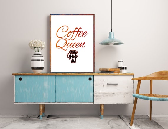 Caffeine Queen  Coffee Art  Home Decor  Kitchen art