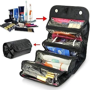 Makeup Cosmetic Bag Travel Case Toiletry Beauty Organizer Holder Magnet Roll up