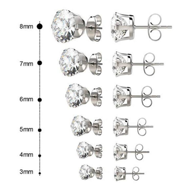 6 Pairs Set Stainless Steel Earring Etsy