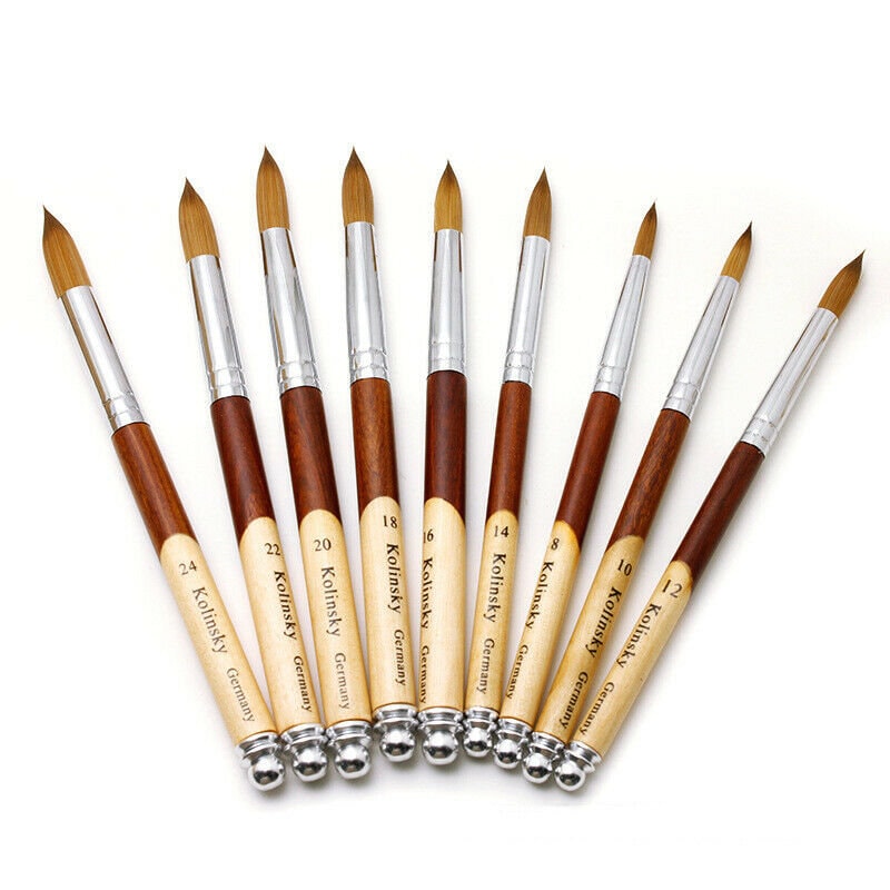 Set of 6 Flat Paint Brushes Sizes 2, 4, 6, 8, 10, 12 Fine Bristle