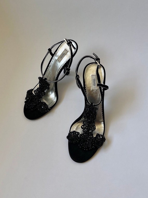 Prada Embellished T-Strap Heels - image 1