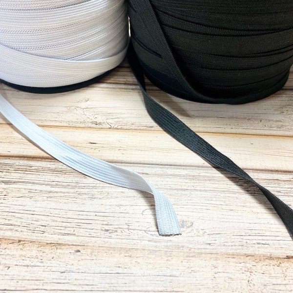 1/2 Inch Soft Knitted Elastic- 1 Yard / 3 Feet - Black or Off White- Clothes, Suspenders, Face Mask Elastic