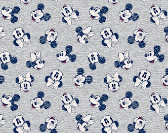 Disney Mickey Mouse Minnie Mouse Heather Blue Cotton Fabric. 100% Cotton Fabric Quilting. Disney Fabric. Mickey mouse fabric. Heather Fabric