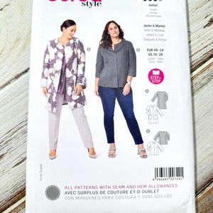 May include: A Burda Style sewing pattern packet featuring images of jackets and coats. The packet includes the text "Jacke & Mantel" and "Jacket & Coat". The size range is EUR 44-54 and US 18-28. The packet also includes the text "ALL PATTERNS WITH SEAM AND HEM ALLOWANCES".