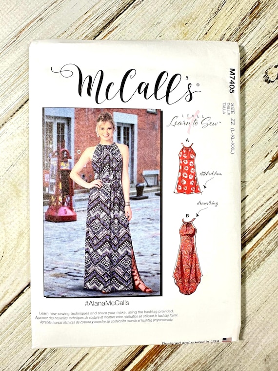 Women's Dress Sizes 16-26. Loose Fit Halter Sleeveless, Drawstring Neck  Elastic Waist. Paper Sewing Pattern Mccalls Misses. New Uncut 7405 - Etsy  New Zealand