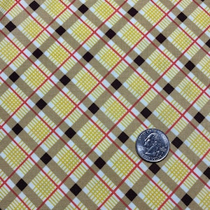 1/4 Yard DS Quilts Yellow Plaid. Yellow, Tan, red . 100% Cotton Fabric Quilting. Fabric by the Yard
