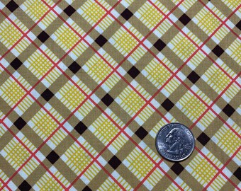 1/4 Yard DS Quilts Yellow Plaid. Yellow, Tan, red . 100% Cotton Fabric Quilting. Fabric by the Yard