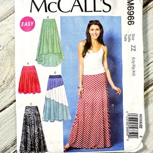 Women’s Skirt (L-XXL). Stretch elastic waist, flowy drape panels, gathered yoke waist. Paper Sewing Pattern McCalls Misses. New Uncut 6966