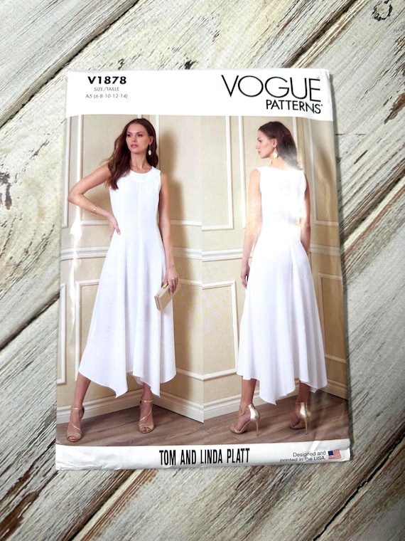 Women's Sleeveless Dress Size 6-14. Fitted Flare, A-line, Zipper,  Handkerchief Hem. Paper Design Sewing Pattern Vogue Misses. New Uncut 1878  - Etsy