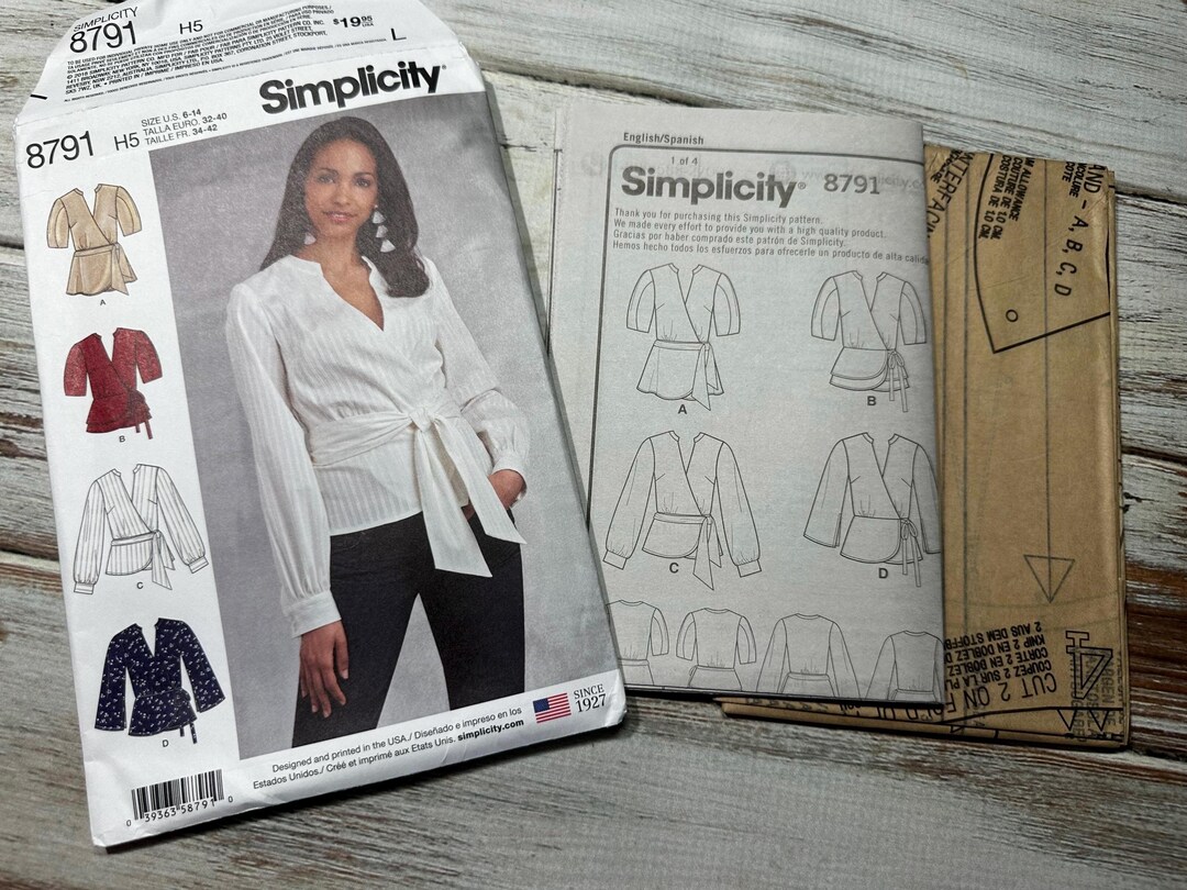 Women’s Wrap Top Shirt Blouse Sizes 6-14. Paper Sewing Pattern ...
