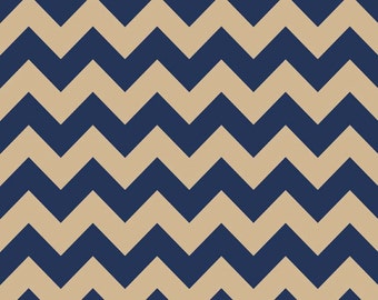 Riley Blake Fabric NAVY Medium Chevron Color Navy/Tan C380-25