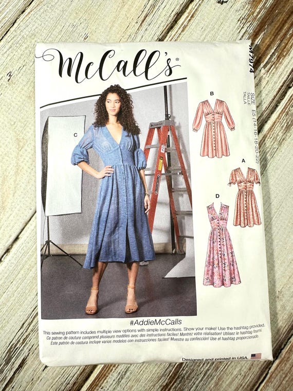 Women's Dress Sizes 14-22. Fitted Bodice, Gathered Skirt, Button Front,  Pocket, Midriff. Paper Sewing Pattern Mccalls Misses. New Uncut 7974 - Etsy  Israel