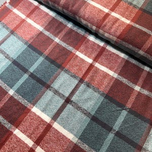 Dusty Rose Teal Heathered Window Plaid Plaiditudes Flannel Fabric. Joann Fabrics yarn dyed 100% cotton Brushed for softness white pink blue
