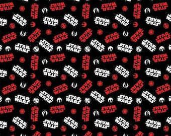 Black Star Wars Tossed Icons # 73090221-6. Quilting Cotton Fabric. Star Wars Fabric. Camelot Fabric.  100% cotton fabric. star wars symbol