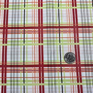 Red Green Plaid. 100% Cotton Fabric Quilting. Fabric by the Yard