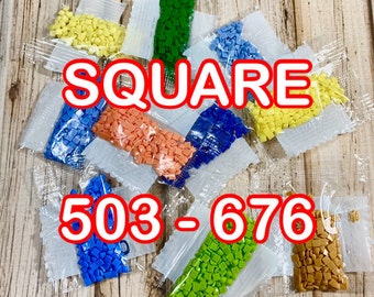 Square Diamond Drills 445 colors DMC, Replacement Diamonds 503-676, Square Diamond Painting Drills, Replacement Beads,