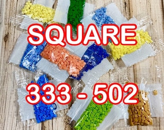 Square Diamond Drills 445 colors DMC, Replacement Diamonds 333-502 Square Diamond Painting Drills, Replacement Beads,