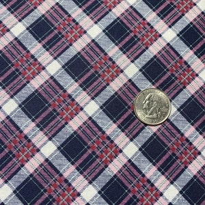 Fabric by the Yard White Green Coral and Pink Plaid 100/% Cotton Fabric Quilting