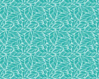 Fleur Foliage Teal by Riley Blake. Fabric by the yard. Leaves fabric. Foliage fabric. Nature fabric. Teal leaves. Face Mask Fabric