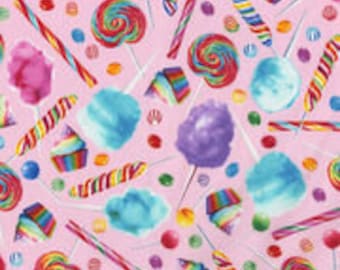 Rainbow Candy Fabric. 100% Cotton Fabric Quilting. Fabric by the yard. Novelty Fabric. Cupcake fabric.  Cotton candy fabric