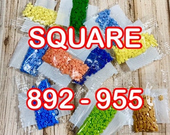 Square Diamond Drills 445 colors DMC, Replacement Diamonds 892-955, Square Diamond Painting Drills, Replacement Beads,