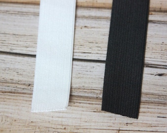 1 Inch Knitted Elastic- 5 Yards / 15 Feet - Black or White- Clothes Suspenders Elastic
