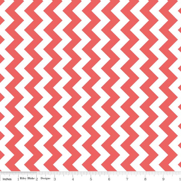 Small Chevron Extra Wide Fabric 57" Rouge Chevron Riley Blake Designs Manufactures Cut - Small Rouge Coral "Chevron" by Riley Blake Designs.