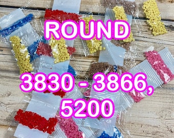 Round Diamond Drills 445 colors DMC, Replacement Diamonds 3830-3866, 5200 Round Diamond Painting Drills, Replacement Beads,