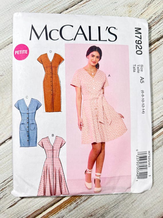 Women's Dress Sizes 6-14. Fitted Bust, Button Front, Pockets, Swing Skirt,  Belted. Easy Paper Sewing Pattern Mccalls Misses. New Uncut 7920 - Etsy