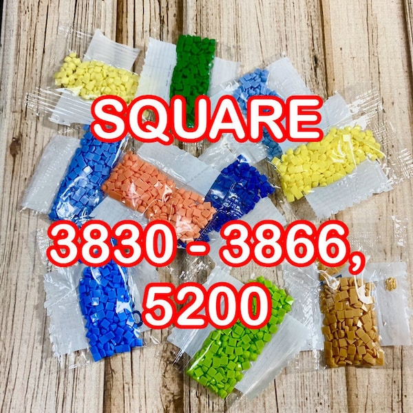 Square Diamond Drills 445 colors DMC, Replacement Diamonds 3830-3866, 5200 Square Diamond Painting Drills, Replacement Beads,