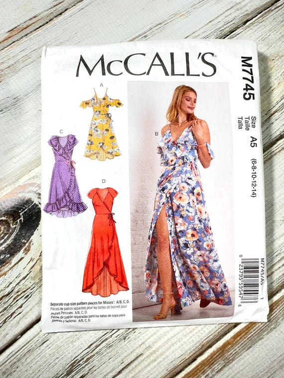 Women's Wrap Dress Sizes 6-14. Crossover Bodice, Flounce Ruffle Sleeves off  Shoulder. Paper Sewing Pattern Mccalls Misses. New Uncut 7745 - Etsy