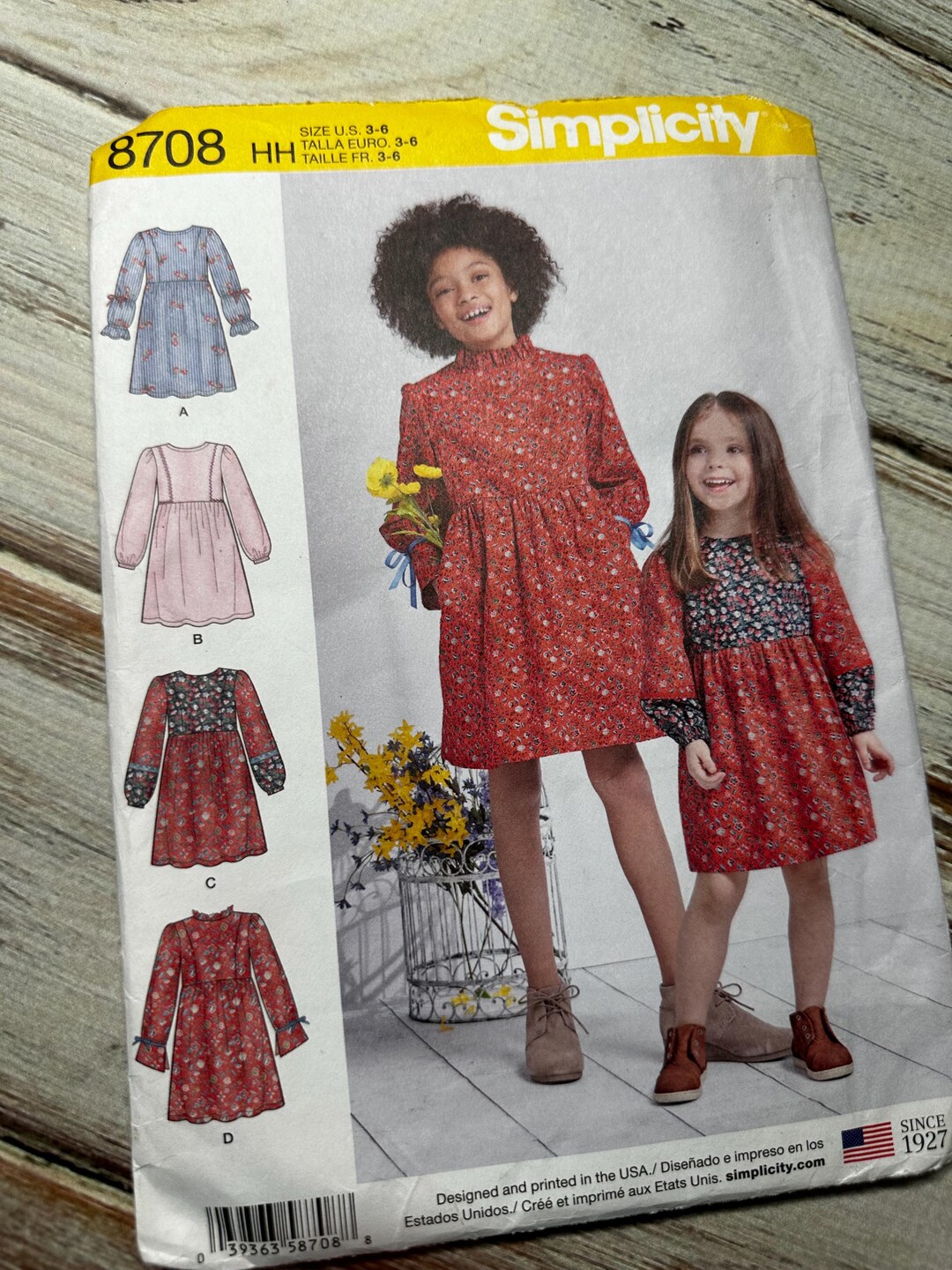 Little Red Simplicity Pattern Little Girls Babydoll Tiered Dress Sizes 3-6. Paper Sewing Pattern ...