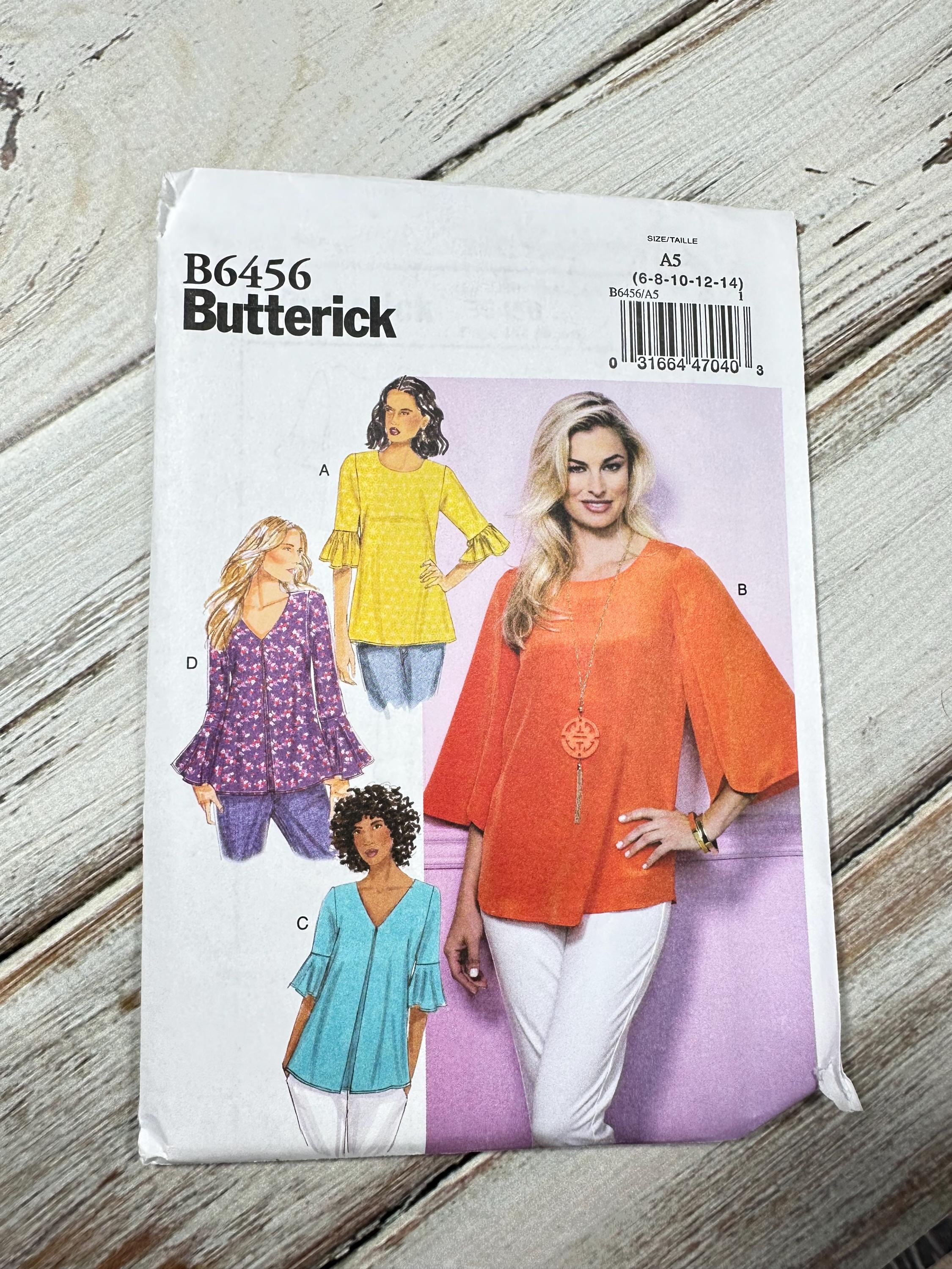 Women's Shirt Size 6-14. Loose Fit Top Blouse, Back Button Pleat