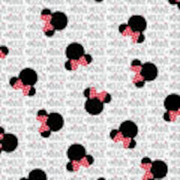 Disney Minnie Mouse Cotton Fabric Minnie Heads with Bows. Minnie Mouse Fabric. 100% Cotton Fabric Quilting. Disney Fabric