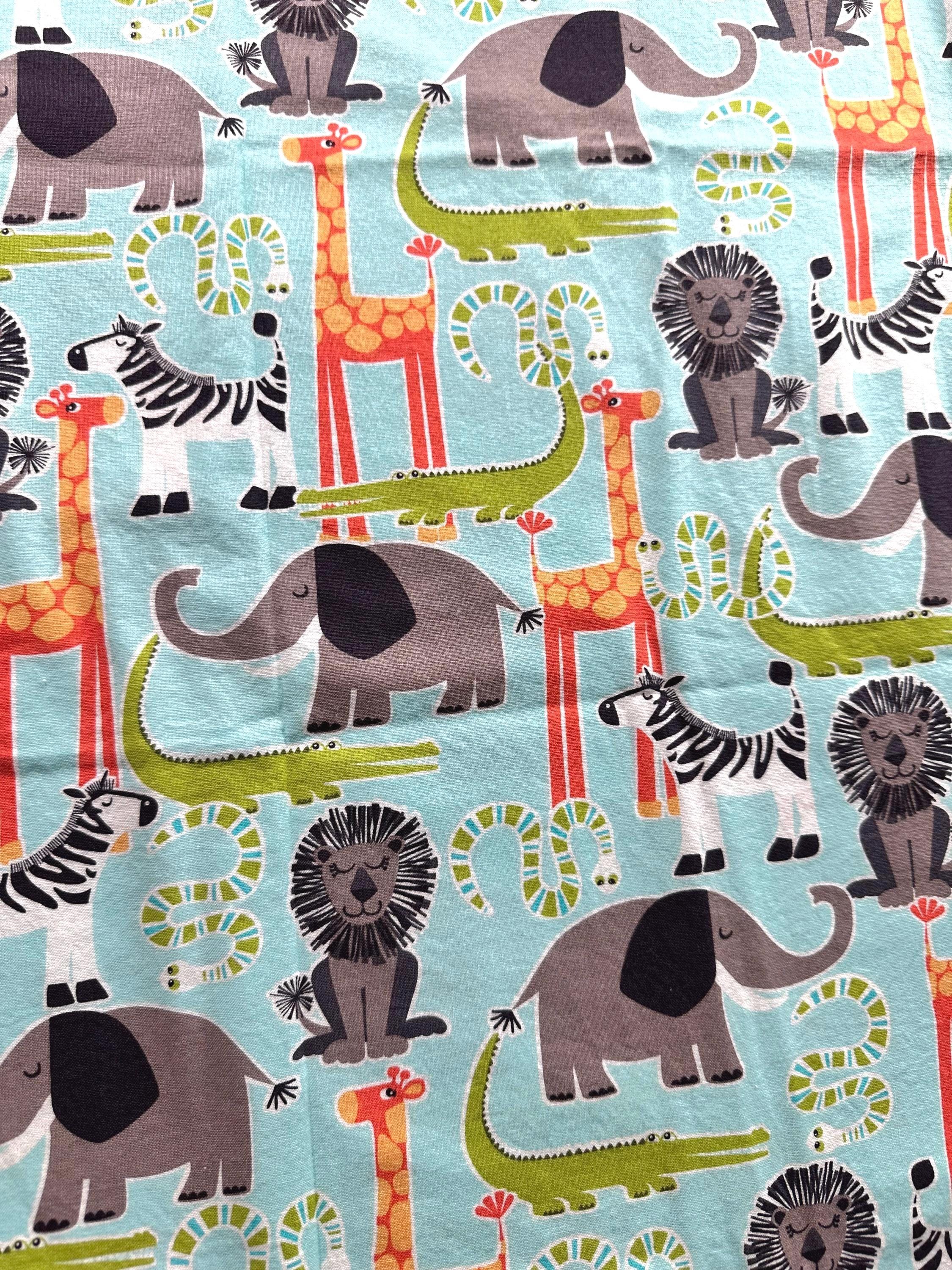 Safari Friends Michael Miller Aqua Jungle Animals Giraffe Zebra