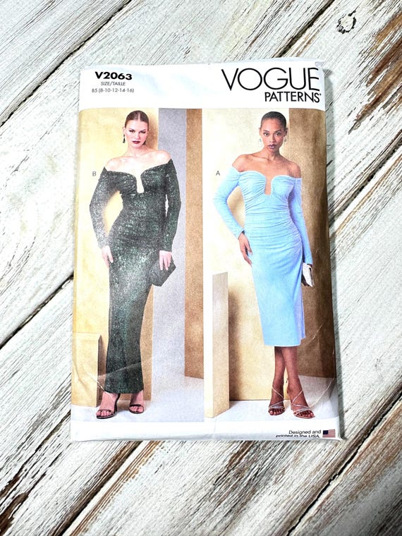 Women's Cocktail Dress Size 8-16. Ruched Evening Wear, off Shoulder, Long  Sleeve. Paper Design Sewing Pattern Vogue Misses. New Uncut 2063