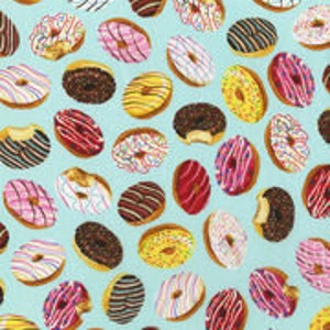 Donuts Print Fabric 100% Cotton Fabric Quilting. Fabric by the yard. Novelty Fabric. Doughnuts fabric. Face Mask Fabric. Girl fun fabric