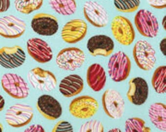 Donuts Print Fabric 100% Cotton Fabric Quilting. Fabric by the yard. Novelty Fabric. Doughnuts fabric. Face Mask Fabric. Girl fun fabric