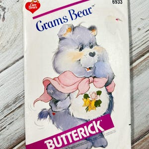 Carebear Grams Bear. Teddy Bear stuffed animal doll 22” care bear 1984 Classic Vintage Paper crafts Pattern Sewing Butterick. New Uncut 6933