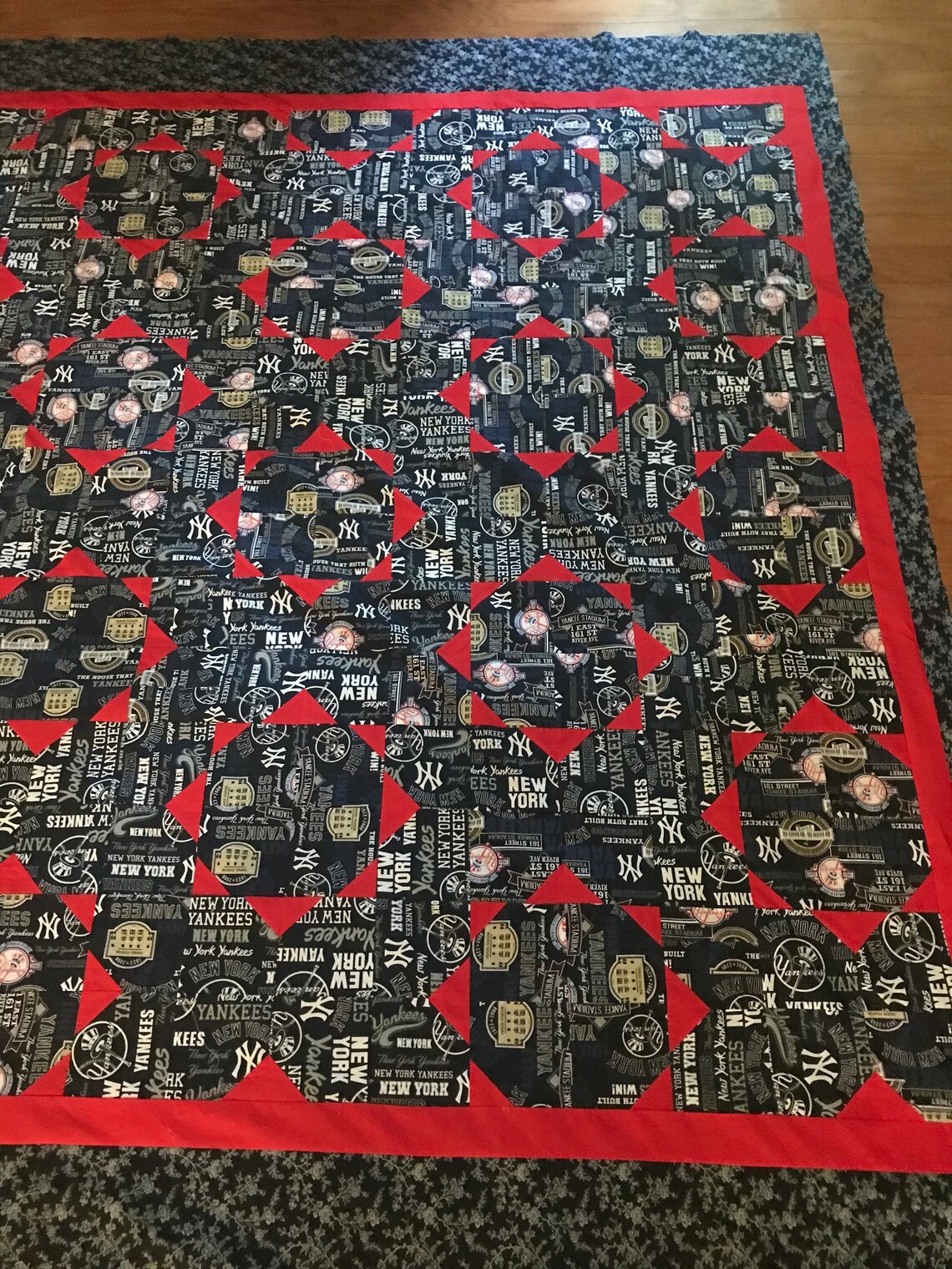 New York Yankees Quilt Top 70 Inches X 84 Inches. Unfinished Etsy UK