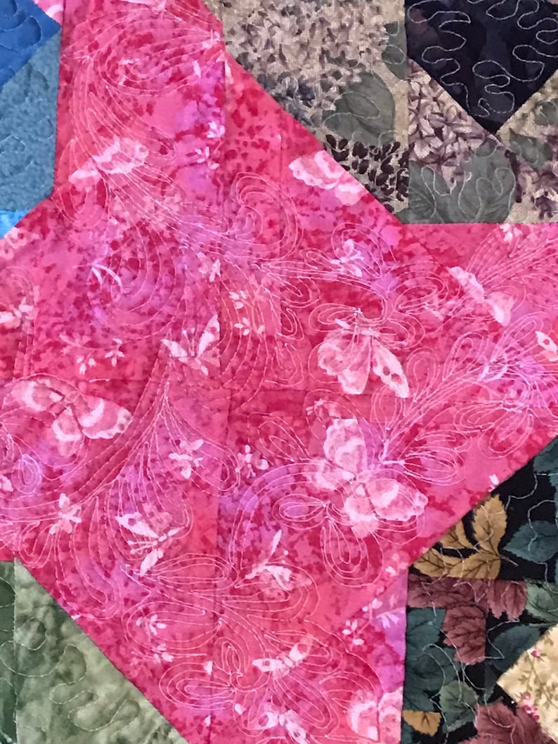 lap quilt or can be a wall hanging multiple colors FINISHED LAP QUILT machine quilted ready to gift 64 x 84.5 inches