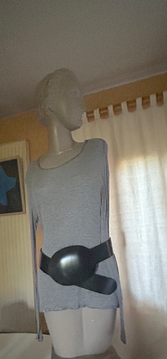 Maison Martin Margiela Big Black Leather Belt XXL Clasp  display picture 3