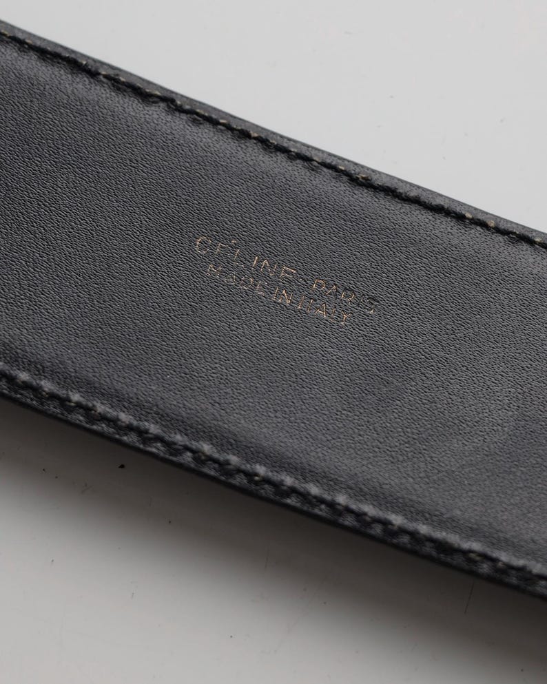 Céline Paris Black Patent Leather Belt with Gold Buckle 80s image 8