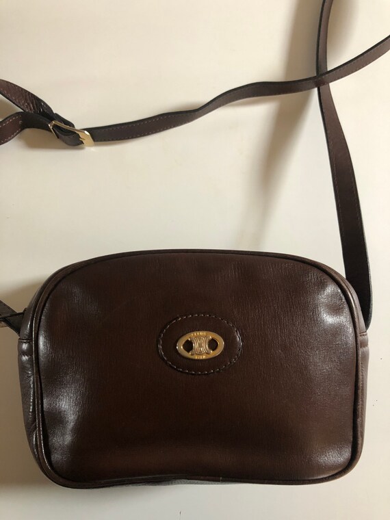 Celine shoulder bag leather logo Triomphe 70s