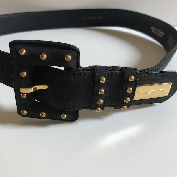 Givenchy ceinture cuir daim cloutée Années 80