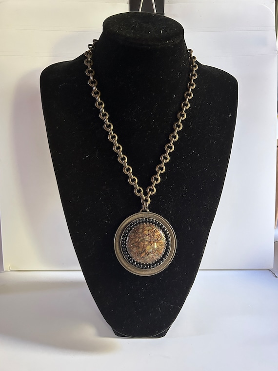 Jean Louis Blin Necklace Chain Large Medallion Pe… - image 1